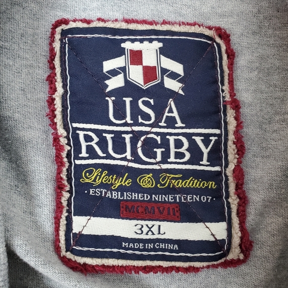 US RUGBY Co Slim Fit Gray T Shirt Top 3XL Mens Patch Embroidered 1907 - Picture 13 of 15